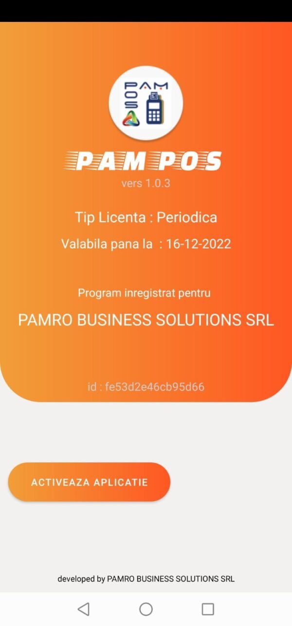 Aplicatie Vanzare Android PamPOS Licentiere